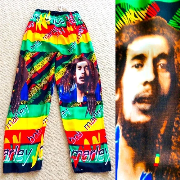Pants Jumpsuits Fun Colorful Bob Marley Reggae Print Casual